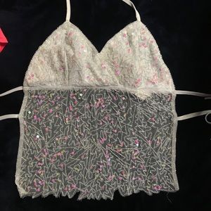 Oh yes M white beaded tie top